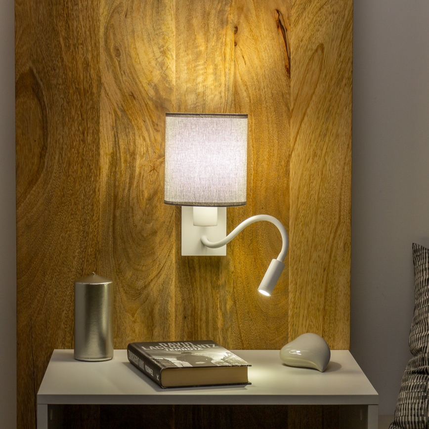 Brilagi - Applique murale LED flexible NUBILA 1xE27/25W/230V + LED/3W blanc/gris
