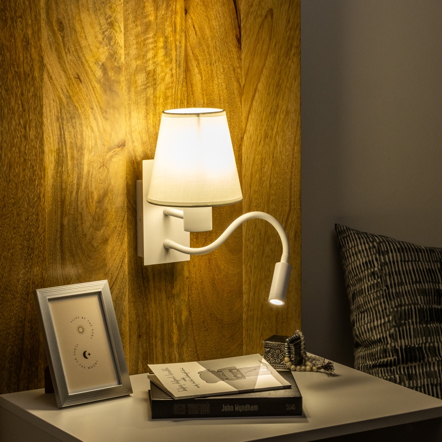 Brilagi - Applique murale LED flexible NUBILA 1xE27/25W/230V + LED/3W blanc