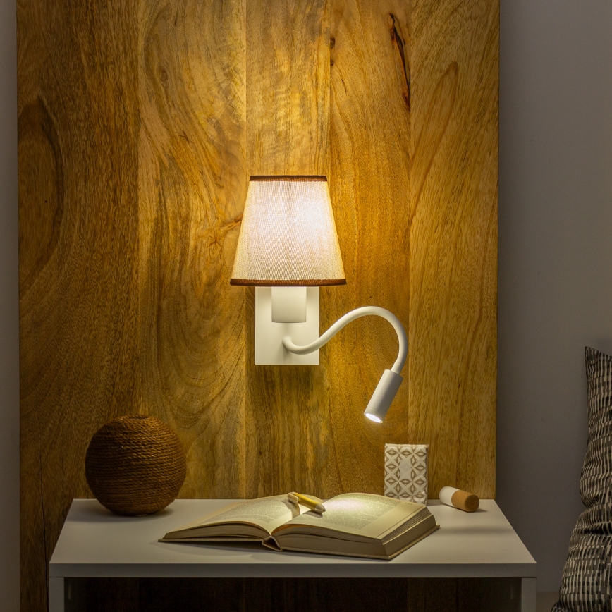 Brilagi - Applique murale LED flexible NUBILA 1xE27/25W/230V + LED/3W blanc/marron