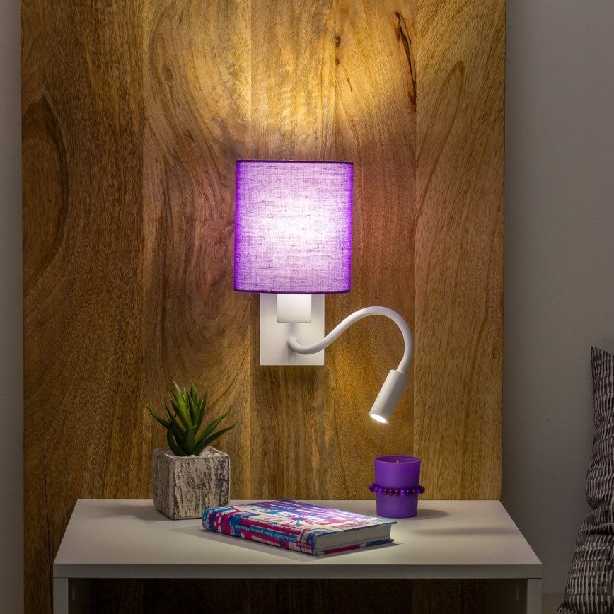 Brilagi - Applique murale LED flexible NUBILA 1xE27/25W/230V + LED/3W blanc/violet