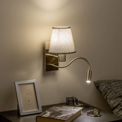 Brilagi - Applique murale LED flexible NUBILA 1xE27/25W/230V + LED/3W chrome mat/gris