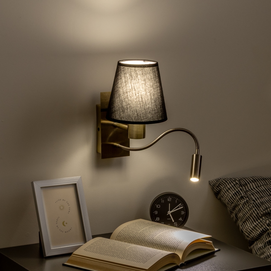 Brilagi - Applique murale LED flexible NUBILA 1xE27/25W/230V + LED/3W laiton/noir