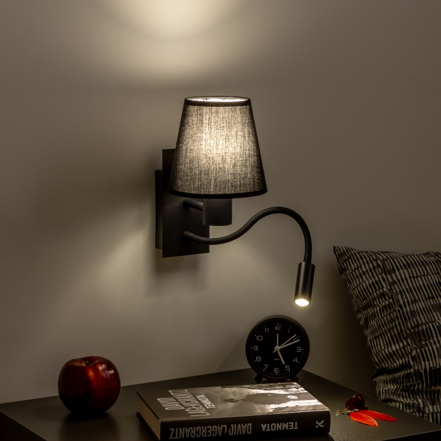 Brilagi - Applique murale LED flexible NUBILA 1xE27/25W/230V + LED/3W noir