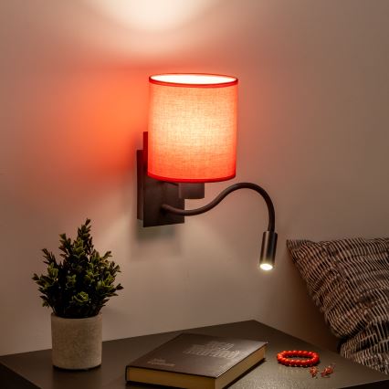 Brilagi - Applique murale LED flexible NUBILA 1xE27/25W/230V + LED/3W noir/rouge