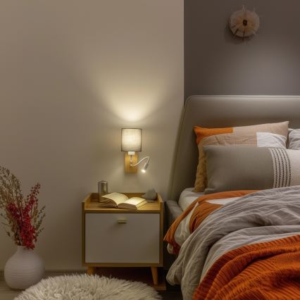 Brilagi - Applique murale LED flexible NUBILA WOOD 1xE27/25W/230V + LED/3W chêne/anthracite