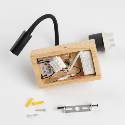 Brilagi - Applique murale LED flexible NUBILA WOOD 1xE27/25W/230V + LED/3W chêne/crème
