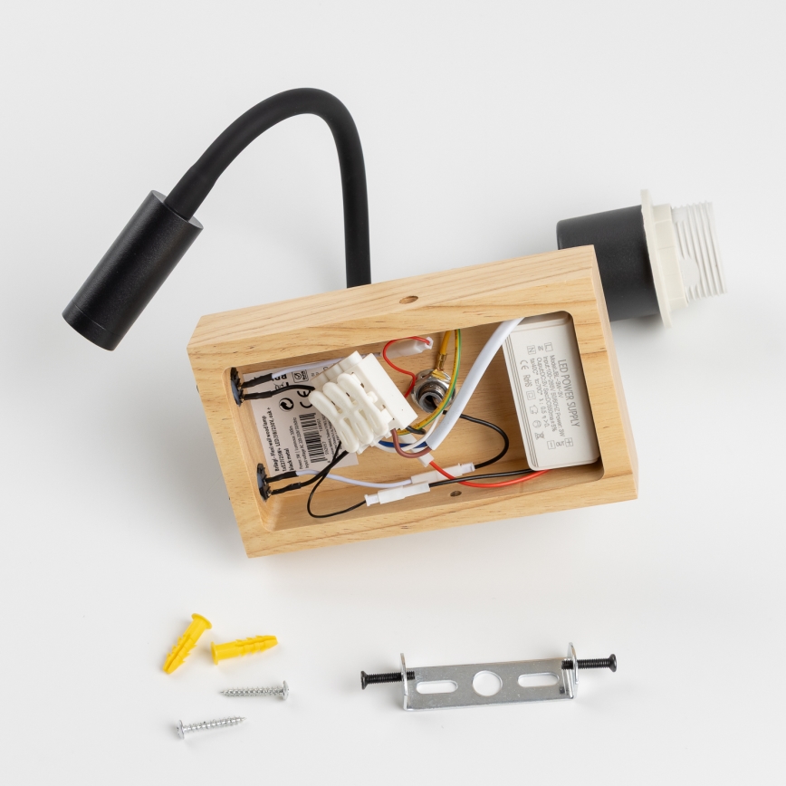 Brilagi - Applique murale LED flexible NUBILA WOOD 1xE27/25W/230V + LED/3W chêne/crème