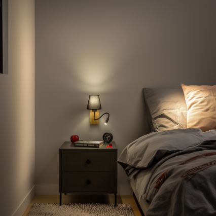 Brilagi - Applique murale LED flexible NUBILA WOOD 1xE27/25W/230V + LED/3W chêne/noir
