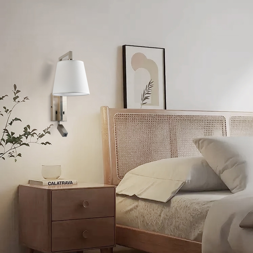 Brilagi - Lampe murale LED RAYA 1xE14/40W/230V + LED/3W blanc/chrome mat