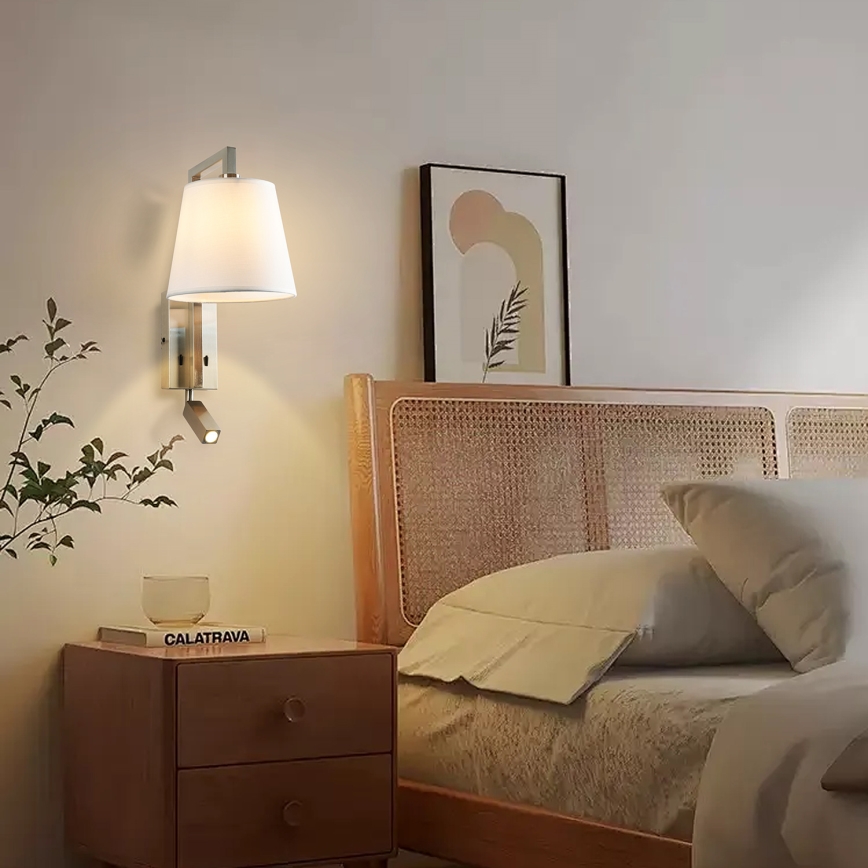 Brilagi - Lampe murale LED RAYA 1xE14/40W/230V + LED/3W blanc/chrome mat