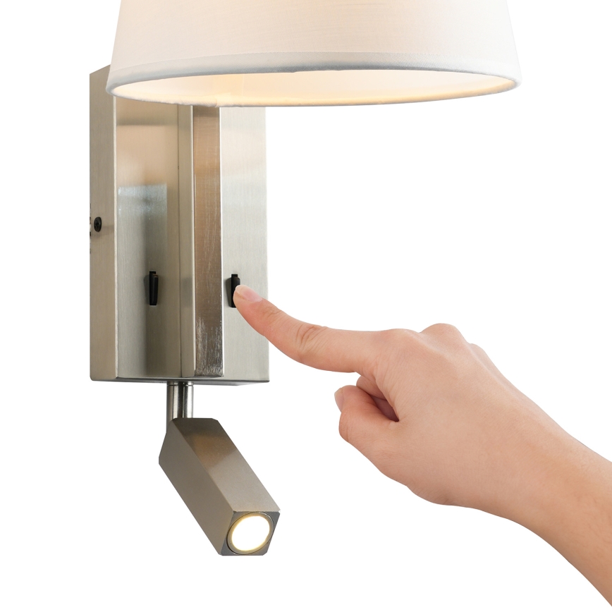 Brilagi - Lampe murale LED RAYA 1xE14/40W/230V + LED/3W blanc/chrome mat