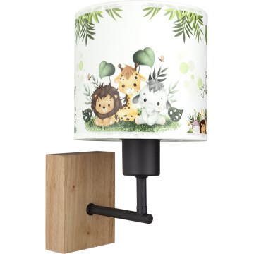 Brilagi - Lampe murale pour enfant BOBO WOOD 1xE27/25W/230V chêne/noir/blanc/vert/jungle