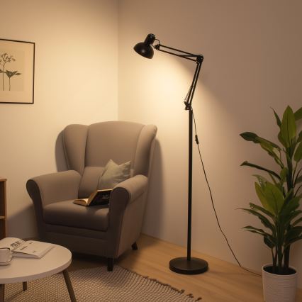 Brilagi - Lampe sur pied orientable TASKER 1xE27/60W/230V 184 cm noire