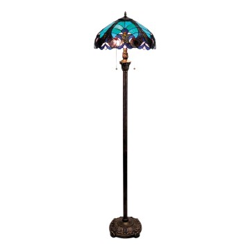 BRILAGI - Lampe sur pied Tiffany en vitrail CORAL 2xE27/60W/230V
