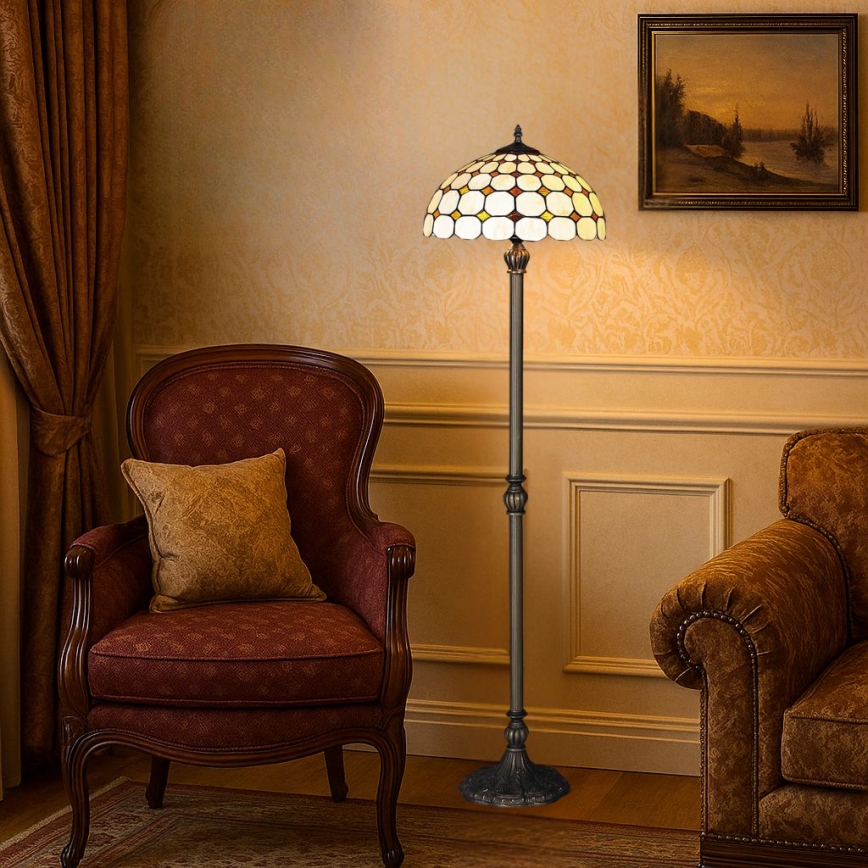 Brilagi - Lampe sur pied Tiffany en vitrail DORAN 2xE27/60W/230V