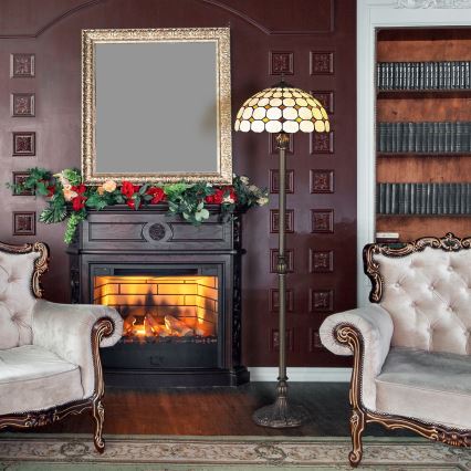 Brilagi - Lampe sur pied Tiffany en vitrail DORAN 2xE27/60W/230V