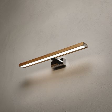 Brilagi - LED-badkamerspiegelverlichting 3-in-1 WOODY MIRROR LED/12W/230V 60 cm IP44 glanzend chroom/eiken