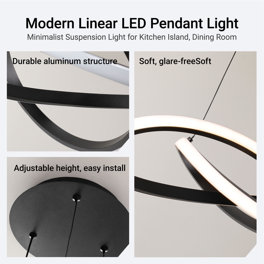 Brilagi - Suspension LED dimmable sur câbles INFINITY LED/55W/230V 3000-6000K 50x50 cm noir + télécommande