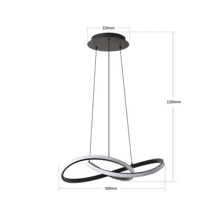 Brilagi - Suspension LED dimmable sur câbles INFINITY LED/55W/230V 3000-6000K 50x50 cm noir + télécommande