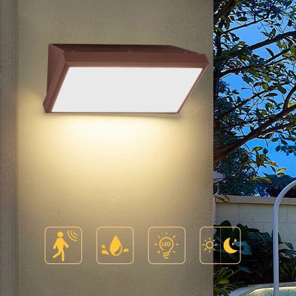 Brilagi - Applique murale d'extérieur LED avec détecteur TRIANGLE LED/20W/230V marron IP65