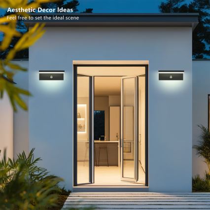 Brilagi - Applique murale d'extérieur LED avec détecteur TESSI LED/10W/230V noire IP54