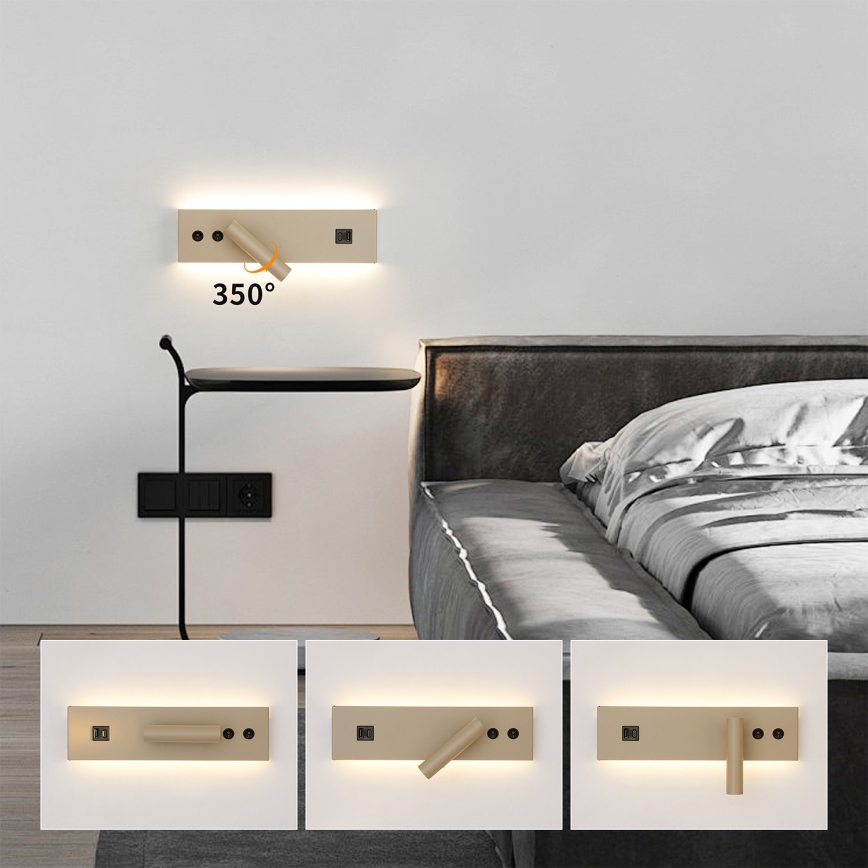 Brilagi - Applique murale spot LED NOCTIS avec port USB, LED/3W/230V + LED/9W, beige