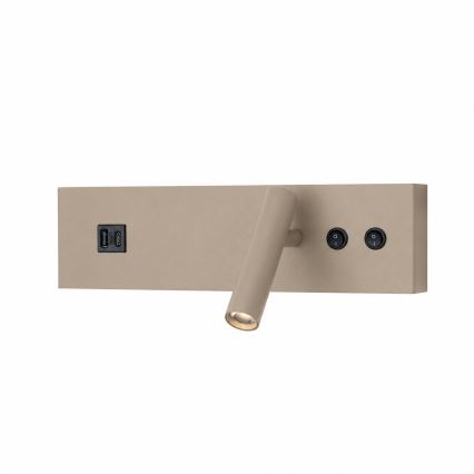 Brilagi - Applique murale spot LED NOCTIS avec port USB, LED/3W/230V + LED/9W, beige
