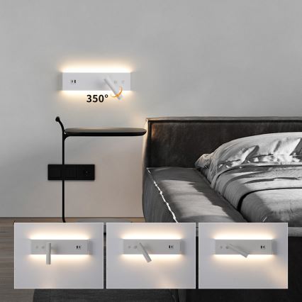 Brilagi - Spot mural LED avec port USB NOCTIS LED/3W/230V + LED/9W blanc