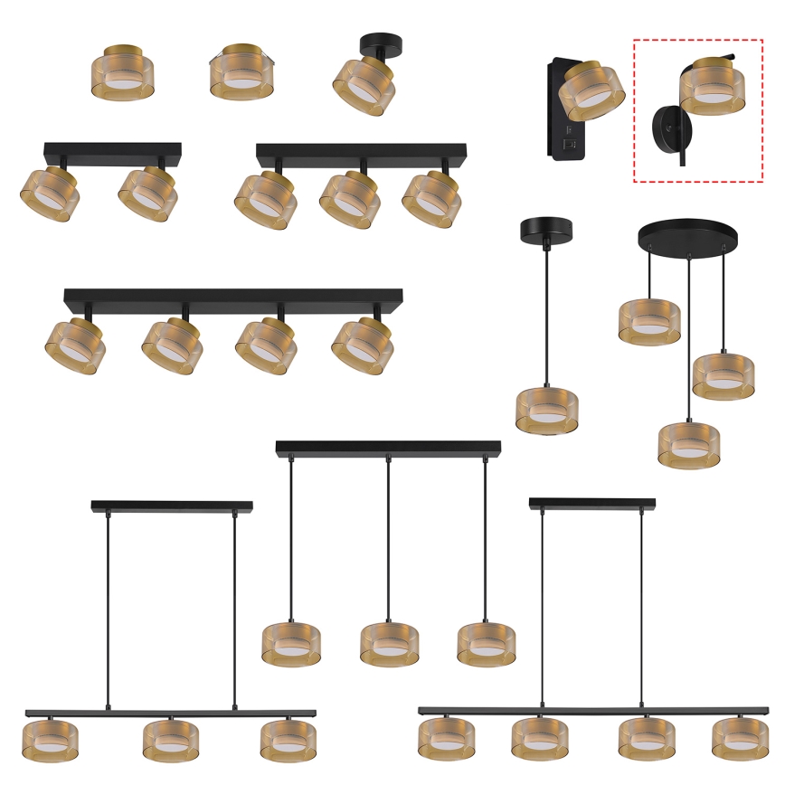Brilagi - Lampe murale LED RGB+CCT dimmable AURA LUX 1xGX53/14W/230V 2700-6500K Wi-Fi Tuya noir/doré