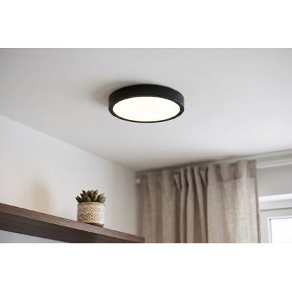 BRILAGI - LED plafondlamp voor de badkamer met sensor ZENNA LED/12W/230V Ø 25 cm IP44 zwart + afstandsbediening