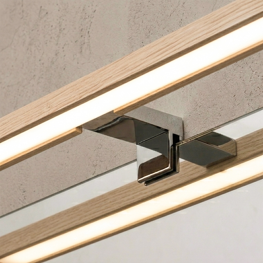 Brilagi - LED-badspiegelverlichting WOODY MIRROR 3-in-1 LED/8W/230V 40 cm IP44 glanzend chroom/eik