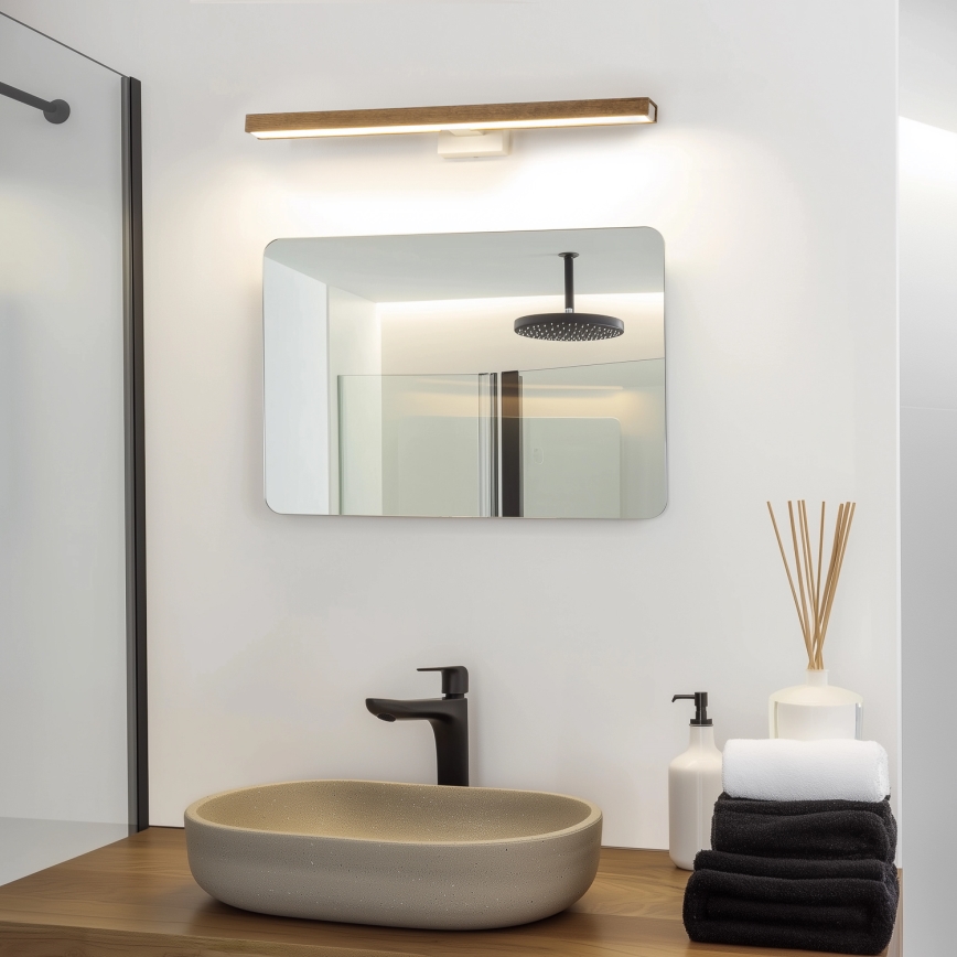 Brilagi - LED Badkamer spiegelverlichting WOODY MIRROR LED/12W/230V 60 cm IP44 eiken walnoot/wit