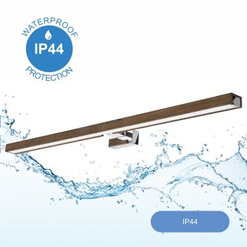 Brilagi - LED Badkamer spiegelverlichting WOODY MIRROR LED/15W/230V 90 cm IP44 eiken walnoot/glanzend chroom