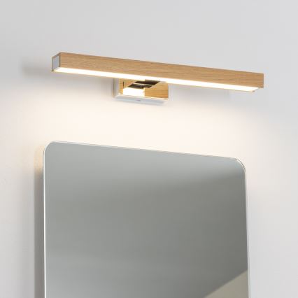Brilagi - LED Badkamer spiegelverlichting WOODY MIRROR LED/8W/230V 40 cm IP44 eiken/glanzend chroom