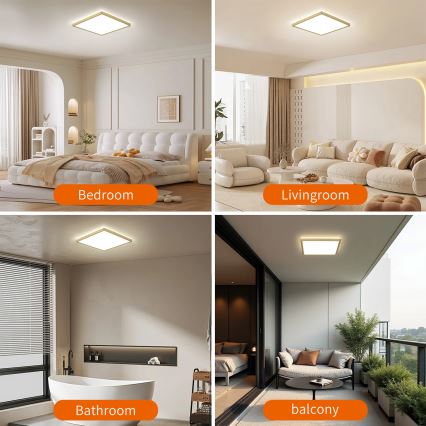 Brilagi - LED-badkamerarmatuur ULTRA SLIM LED/24W/230V 42x42 cm goudkleurig IP54