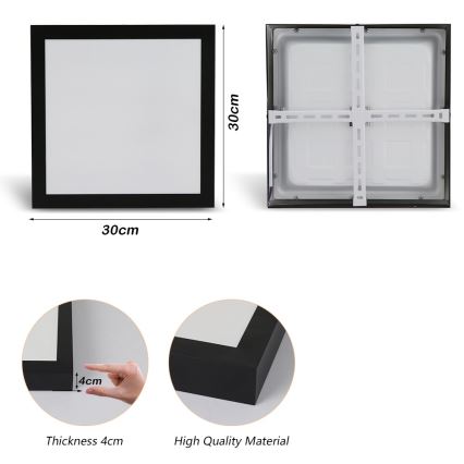 Brilagi - LED Badkamer plafondlamp FRAME LED/24W/230V 3000/4000/6000K IP44 zwart