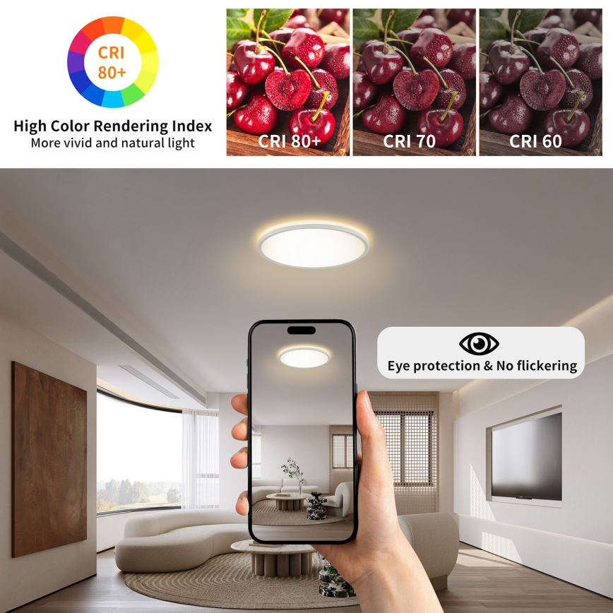 Brilagi - LED Badkamer plafondlamp ULTRA SLIM LED/12W/230V diameter 22,5 cm wit IP54