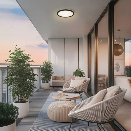 Brilagi - LED Badkamer plafondlamp ULTRA SLIM LED/18W/230V diameter 30 cm zwart IP54