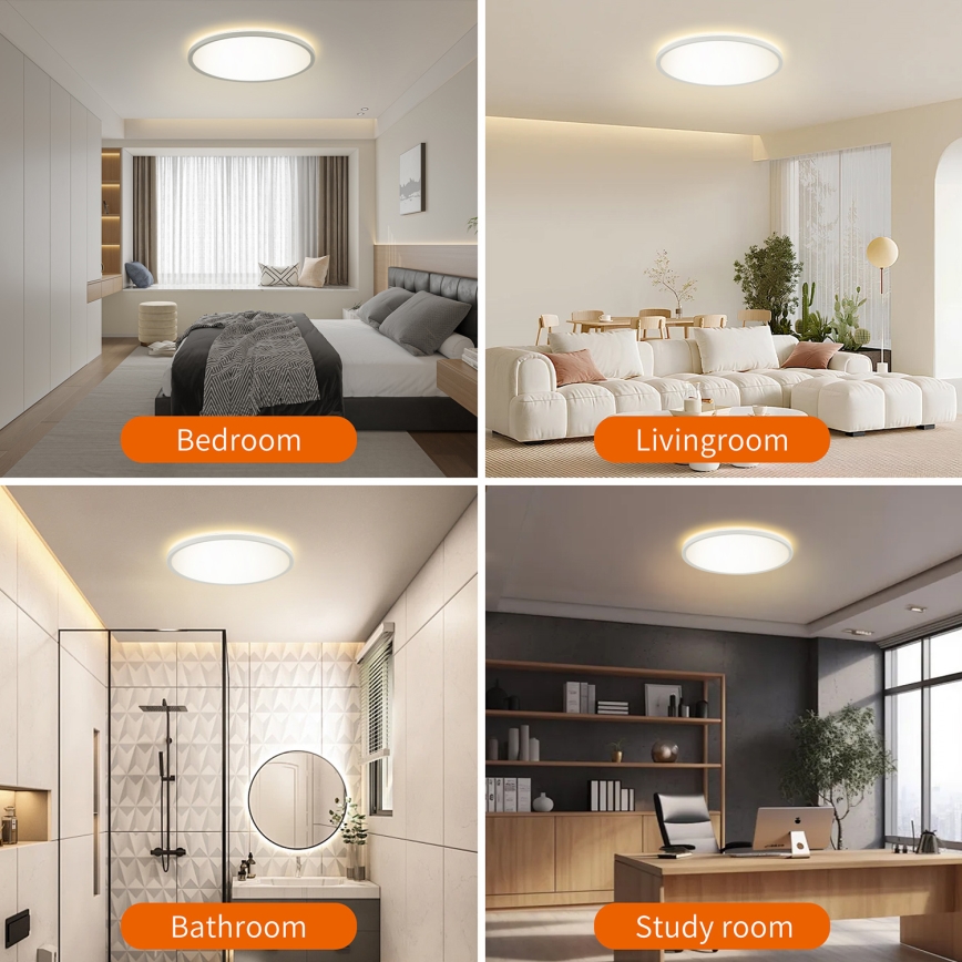 Brilagi - LED Badkamer plafondlamp ULTRA SLIM LED/24W/230V diameter 42 cm wit IP54