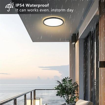 Brilagi - LED Badkamer plafondlamp ULTRA SLIM LED/24W/230V diameter 42 cm zwart IP54