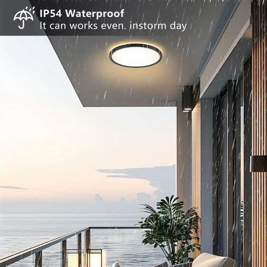Brilagi - LED Badkamer plafondlamp ULTRA SLIM LED/24W/230V diameter 42 cm zwart IP54