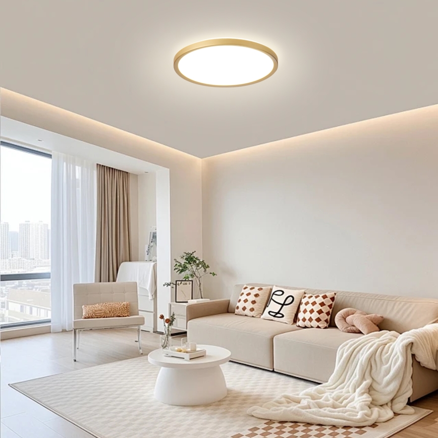 Brilagi - LED-plafondlamp voor badkamer ULTRA SLIM LED/24W/230V Ø 42 cm goudkleurig IP54