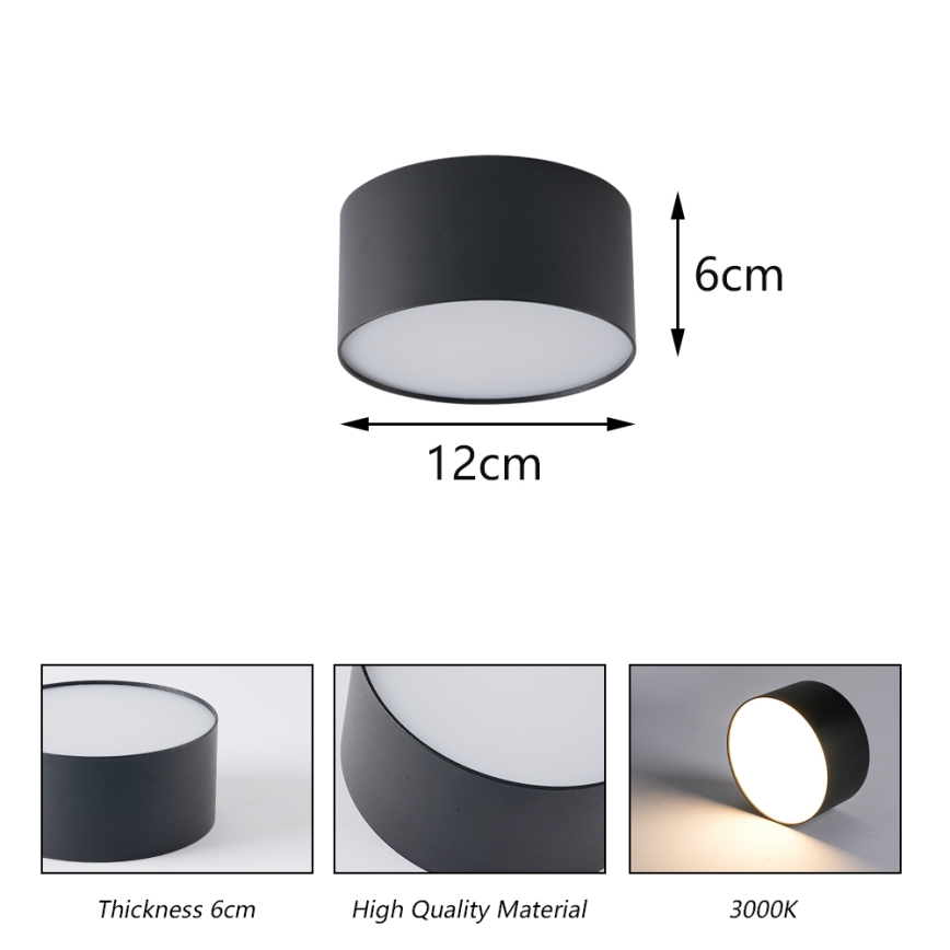 Brilagi - LED-plafondlamp voor badkamer FORIS LED/14W/230V Ø 12 cm zwart IP44