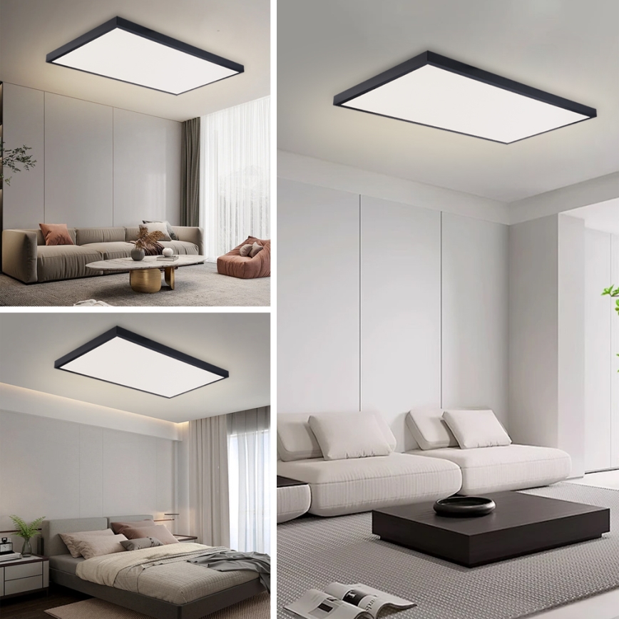 Brilagi - LED plafondlamp voor badkamer FRAME LED/96W/230V 120x60 cm 3000/4000/6000K IP44 zwart