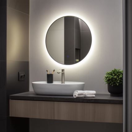 Brilagi - LED-badkamerspiegel VENA BLACK LED/19W/230V Ø 60 cm IP44 CRI 90 dimbaar + CCT