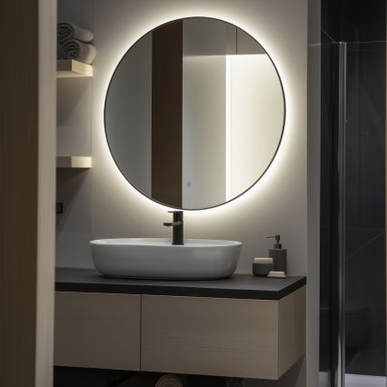 Brilagi - LED-badkamerspiegel VENA BLACK LED/26W/230V Ø 80 cm IP44 CRI 90 dimbaar + CCT
