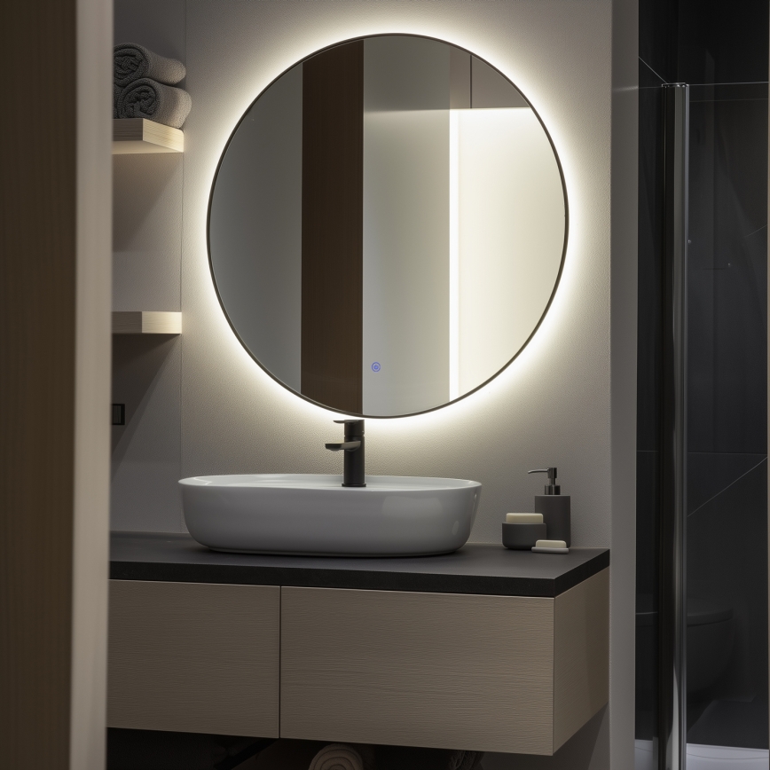 Brilagi - LED-badkamerspiegel VENA BLACK LED/26W/230V Ø 80 cm IP44 CRI 90 dimbaar + CCT