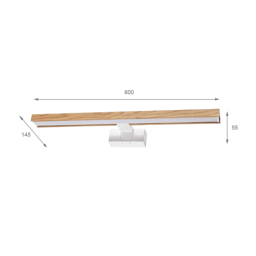 Brilagi - LED-spiegelverlichting 3-in-1 WOODY MIRROR LED/12W/230V 60 cm IP44 wit/eiken