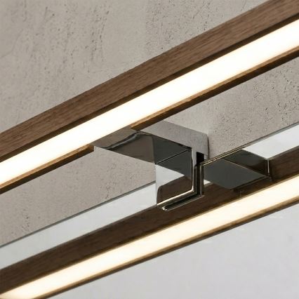 BRILAGI - LED-badkamerverlichting voor spiegel 3-in-1 WOODY MIRROR LED/8W/230V 40 cm IP44 glanzend chroom/eiken-walnoot