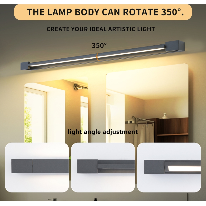 Brilagi - LED-spiegelverlichting voor de badkamer AQUA LINE LED/36W/230V 120 cm IP44 antraciet CRI 90
